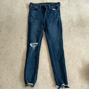 American Eagle next level stretch size 8 hi-rise jegging crop button up jeans